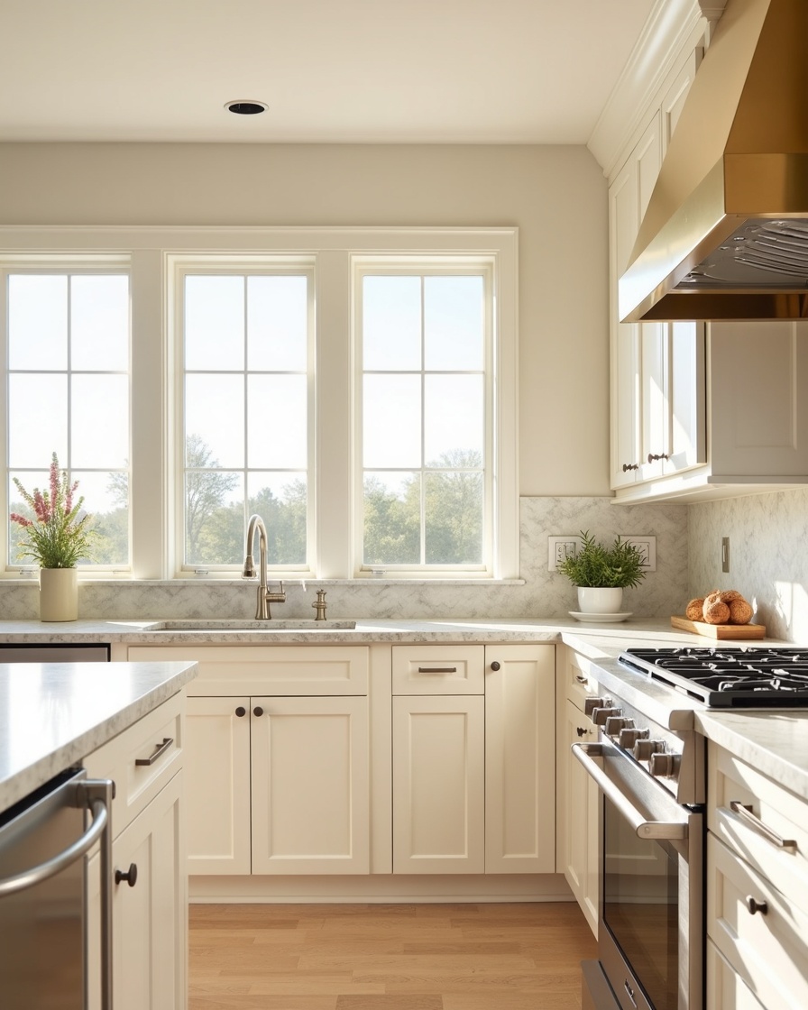 hero photo: remodeled kitchen with quartzite island and warm cabinetry in Duluth, GA — kitchen remodel by Alpharetta Kitchen and Bath
