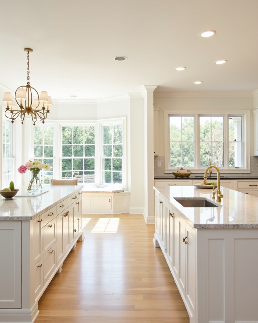 hero photo: remodeled kitchen with warm ivory cabinetry and quartzite island in a Johns Creek, GA home — kitchen remodel by Alpharetta Kitchen and Bath