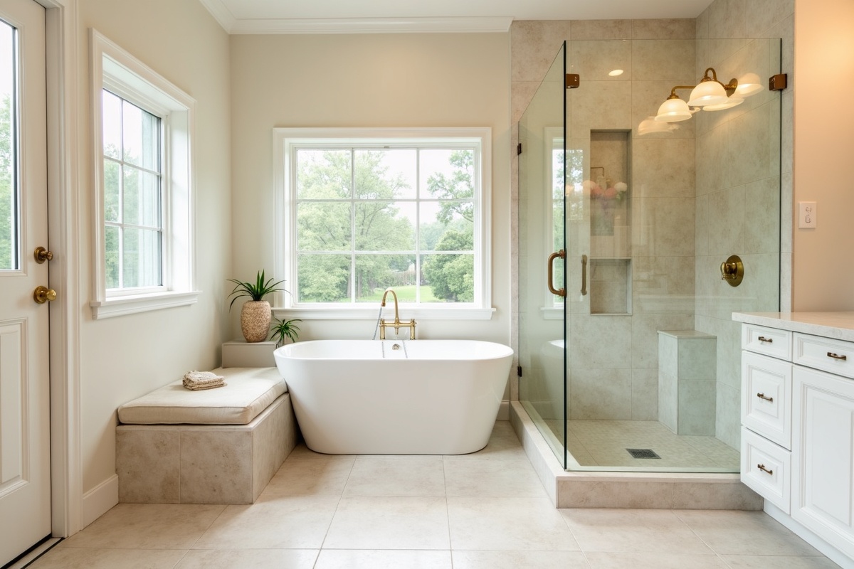 project photo: tub-to-shower conversion with bench seat and handheld fixture in Roswell, GA — bathroom remodel by Alpharetta Kitchen and Bath