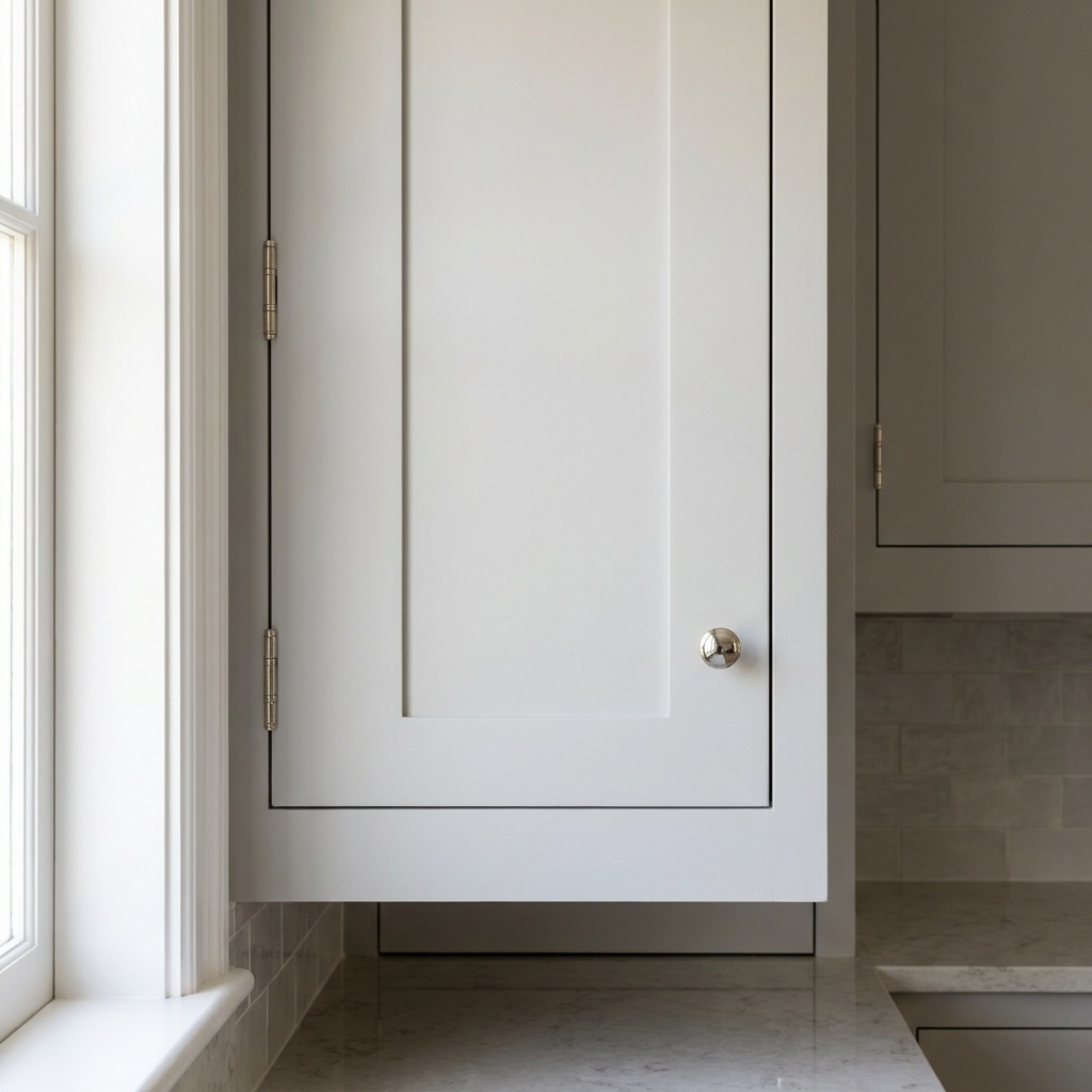 Inset cabinet doors sitting flush within the face frame with hairline gaps